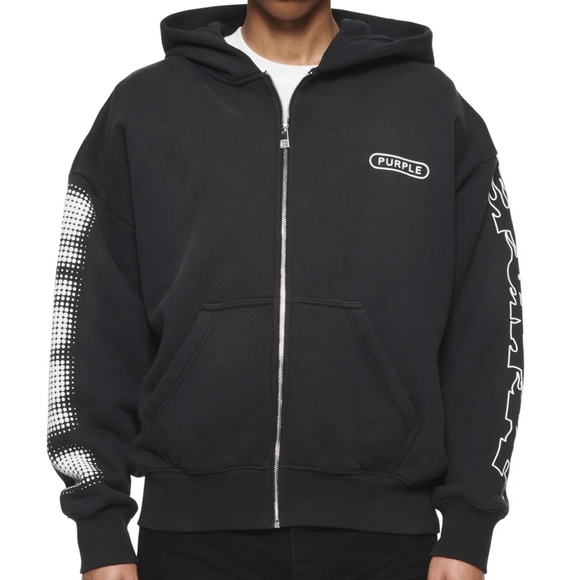 PURPLE BRAND Black Wordmarks Full Zip Hoodie XS - Picture 1 of 8
